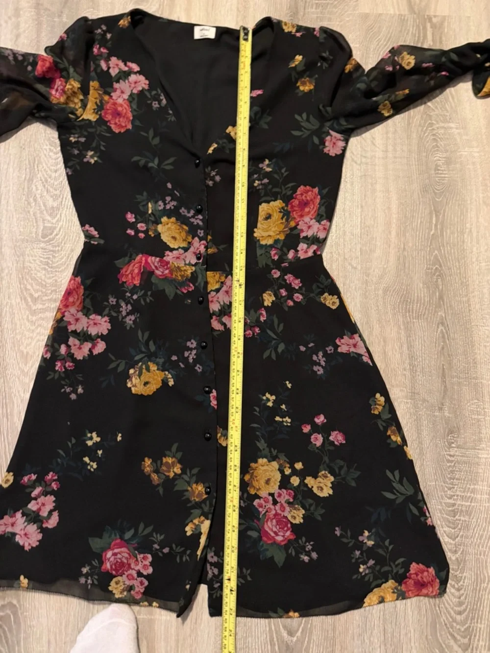 Aritzia Wilfred Nazaire Black Floral Long Sleeve Dress - Picture 10 of 10